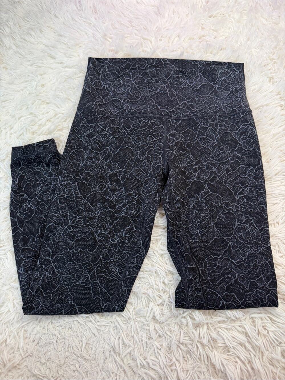 Lululemon Align Pant II (25") Lacescape Dark Cast Black